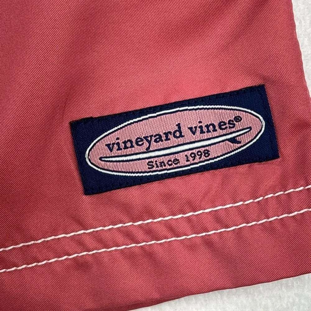 Vineyard Vines Mens Board Shorts 30 Pink Cargo Drawstring Swim Trunks Whale Logo